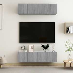 Nástěnné TV skříňky 4 ks šedé sonoma 60 x 30 x 30 cm kompozit - obrázek 1