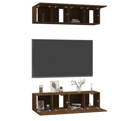 vidaXL TV spintelės, 4vnt., rudos ąžuolo, 60x30x30cm, mediena