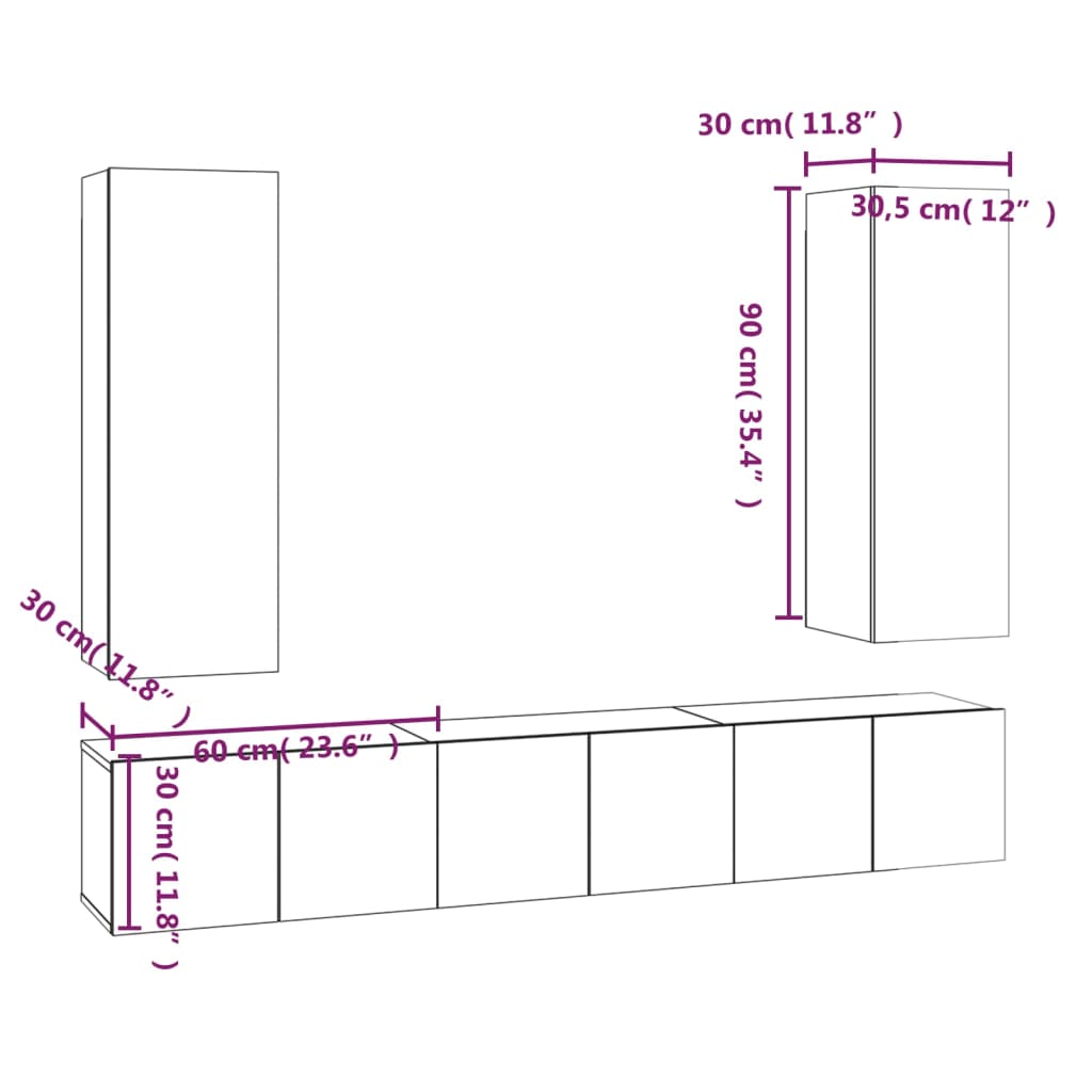 5-dijelni set TV ormarića boja smeđeg hrasta konstruirano drvo