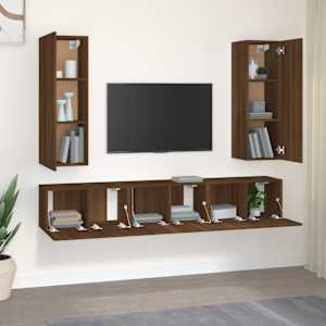 vidaXL TV spintelių komplektas, 5 dalių, rudas ąžuolo, mediena