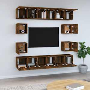 vidaXL Set Mobili Porta TV 10 pz Rovere Fumo in Legno Multistrato