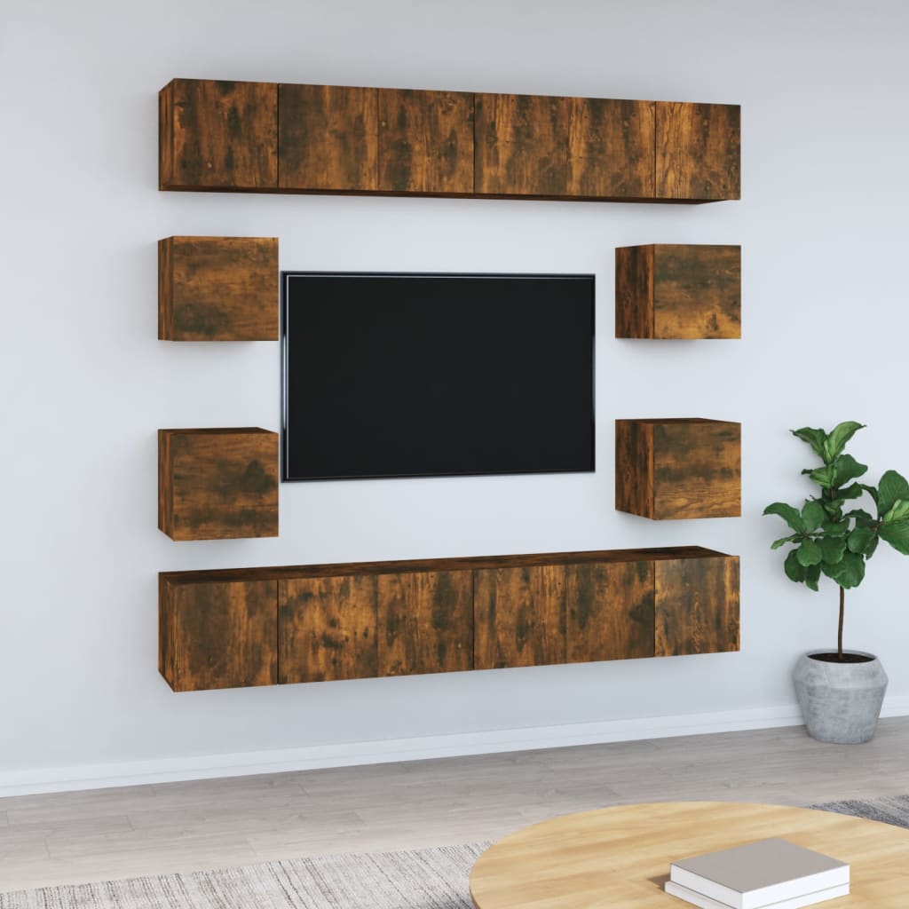 vidaXL 10dílný set TV skříněk kouřový dub kompozitní dřevo
