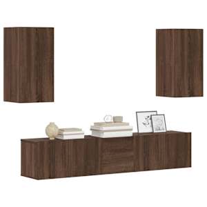 vidaXL TV spintelių komplektas, 5 dalių, rudas ąžuolo, mediena