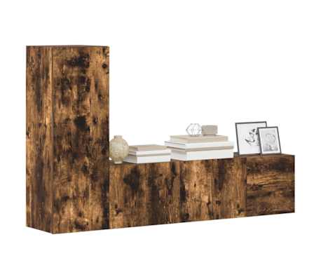 vidaXL 3-osaline telerikappide komplekt, suitsutatud tamm, tehispuit