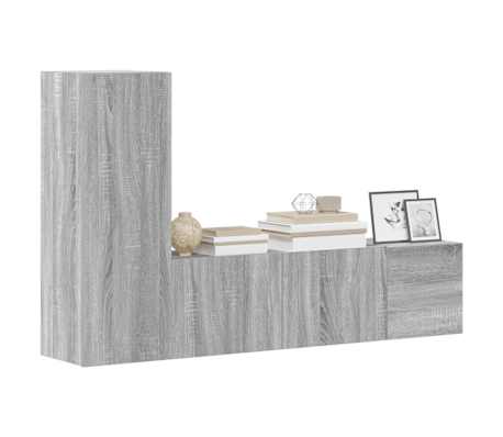vidaXL 3 r&eacute;szes sz&uuml;rke sonoma sz&iacute;nű szerelt fa TV-szekr&eacute;nyszett