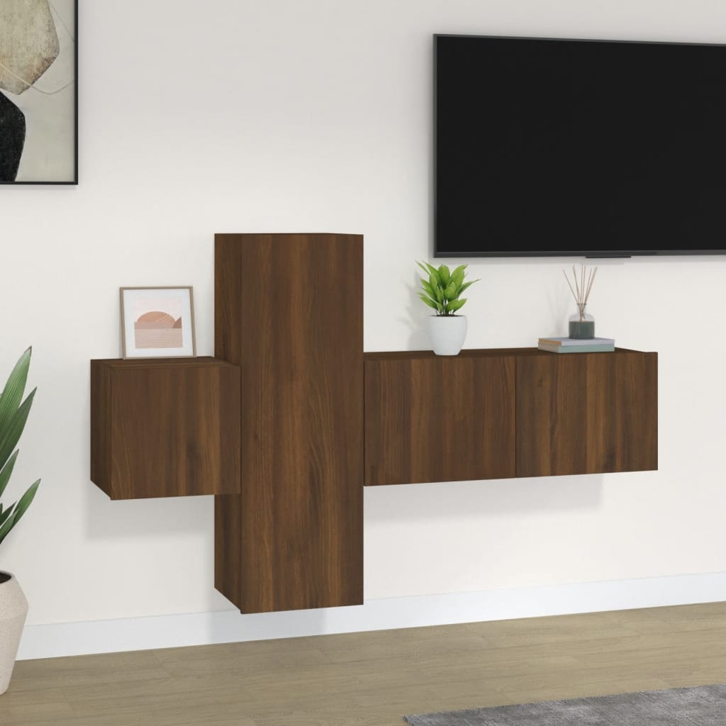 vidaXL Ensemble de meubles TV 3 pcs Chêne marron Bois d'ingénierie