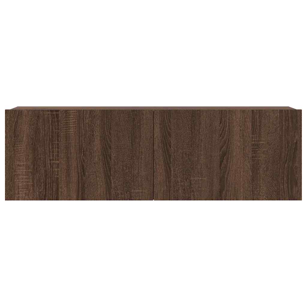 Set dulap TV, 3 piese, stejar maro, lemn prelucrat