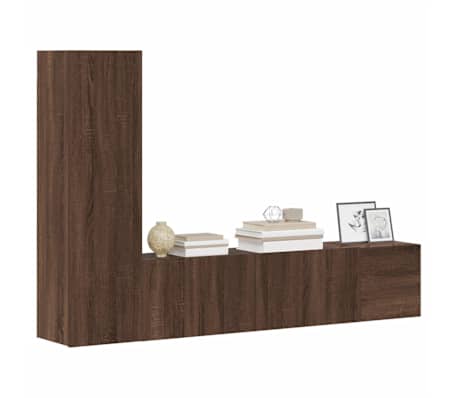 vidaXL 3-delige Tv-meubelset bewerkt hout bruin eikenkleur