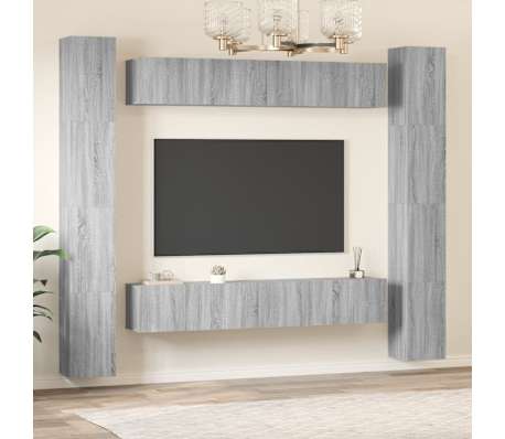 vidaXL 6-osainen TV-kaappisarja harmaa Sonoma tekninen puu
