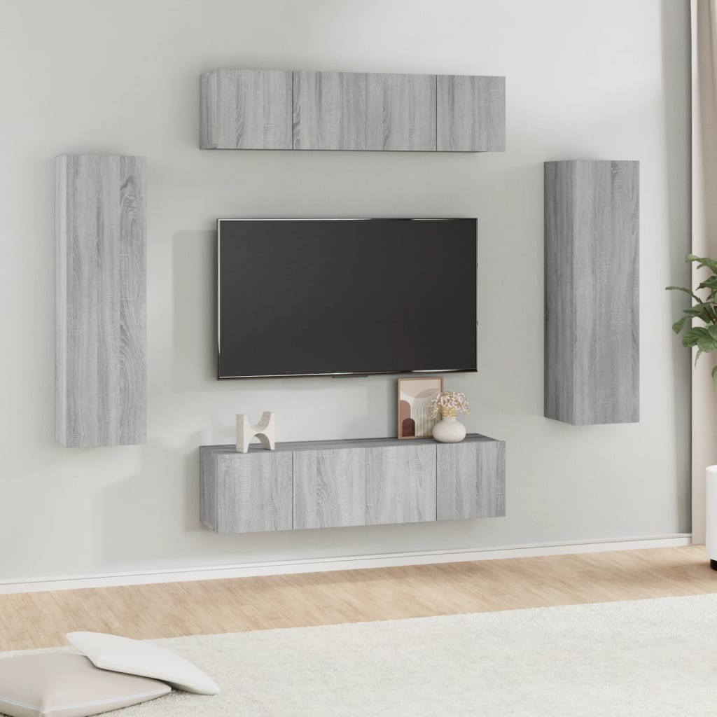 vidaXL 6-dijelni set TV ormarića sivog sonome konstruirano drvo