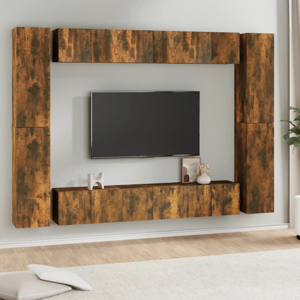 vidaXL Zestaw 10 szafek TV, przydymiony db, materia drewnopochodny