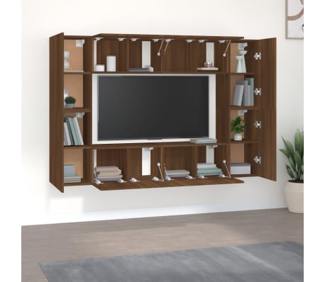 vidaXL 8 Piece TV Cabinet Set Brown Oak Engineered Wood