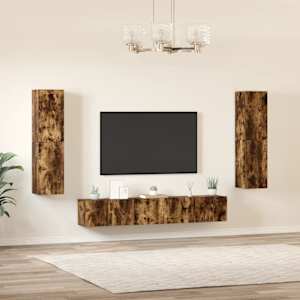 vidaXL TV spintelių komplektas, 7 dalių, dūminio ąžuolo, mediena