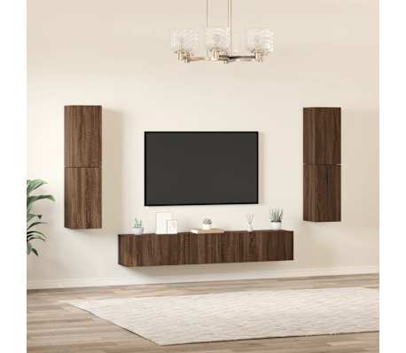 vidaXL TV spintelių komplektas, 7 dalių, rudas ąžuolo, mediena
