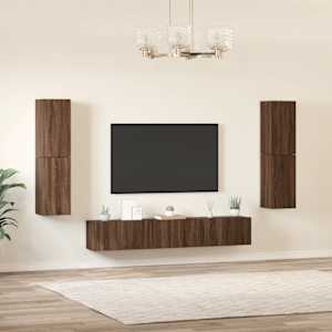 vidaXL TV spintelių komplektas, 7 dalių, rudas ąžuolo, mediena