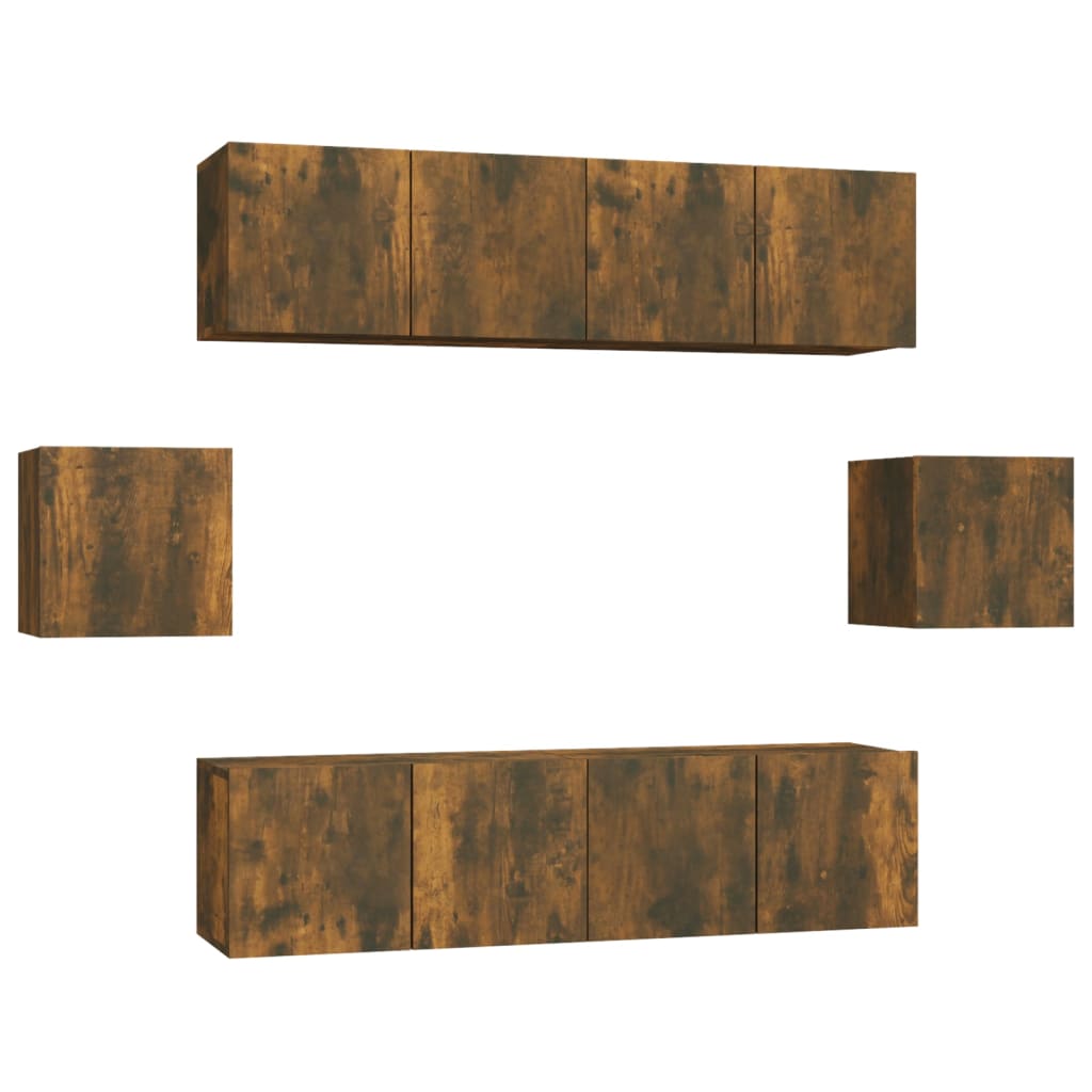 VidaXL 6dílný set TV skříněk kouřový dub kompozitní dřevo