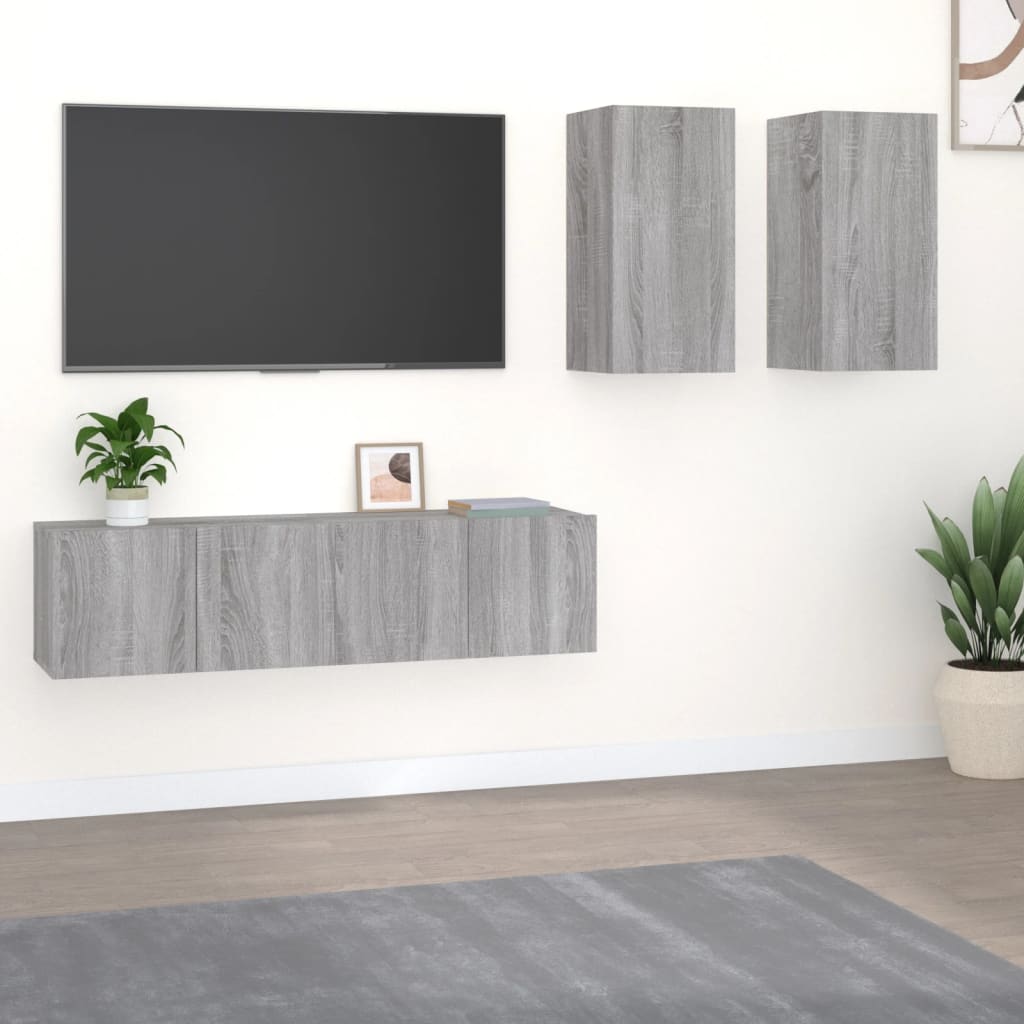 Ensemble de meubles TV 4 pcs Sonoma gris Bois d'ingénierie