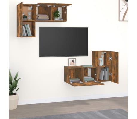 vidaXL 4-daļīgs TV skapī&scaron;u komplekts, ozola krāsa, inženierijas koks