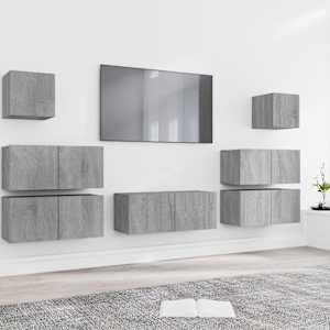 Komplet TV omaric 7-delni siv sonoma konstruiran les