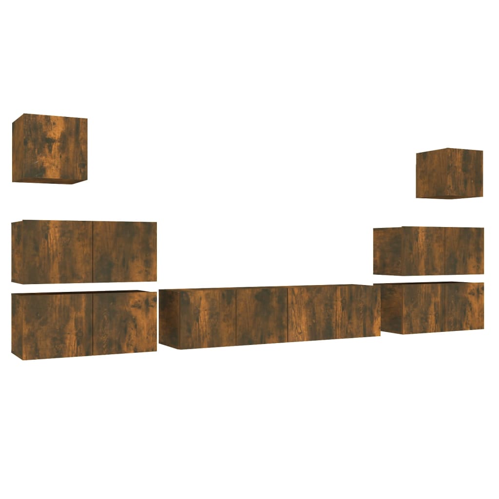 VidaXL 8dílný set TV skříněk kouřový dub kompozitní dřevo