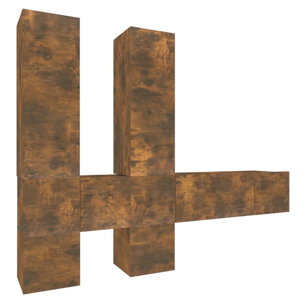 VidaXL 7dílný set TV skříněk kouřový dub kompozitní dřevo