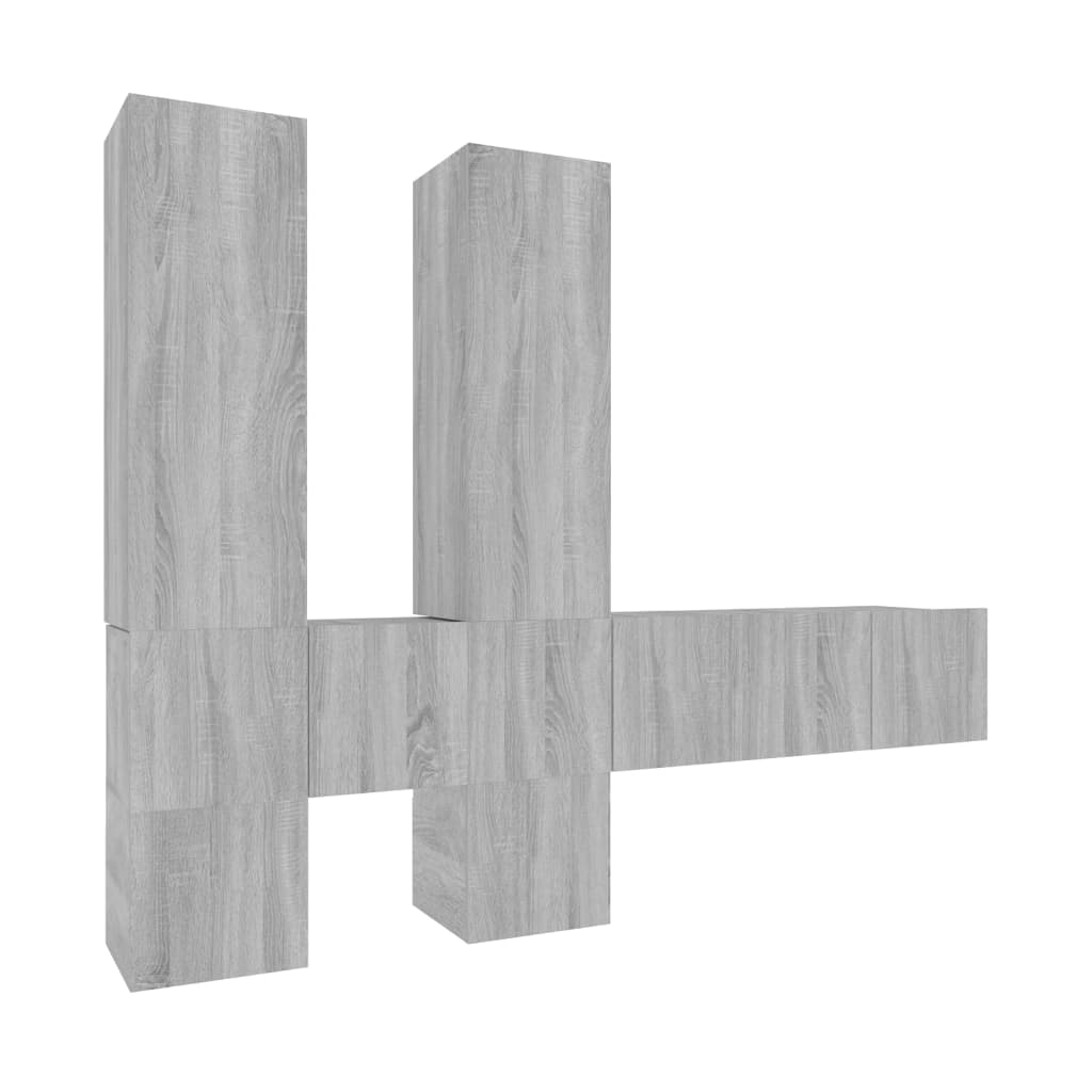 vidaXL 7 Piece TV Cabinet Set Grey Sonoma Engineered Wood