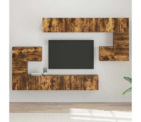 vidaXL TV spintelių komplektas, 10 dalių, dūminio ąžuolo, mediena