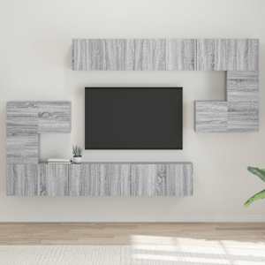 vidaXL 10-delige Tv-meubelset bewerkt hout grijs sonoma eikenkleurig