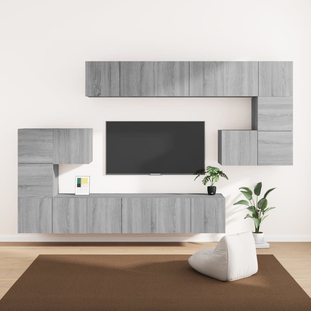 vidaXL Zestaw 10 szafek TV, szary db sonoma, materia drewnopochodny