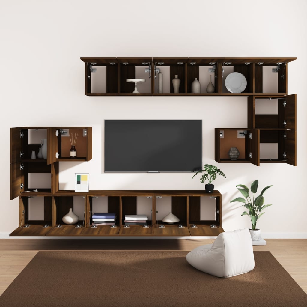 10dílný set TV skříněk hnědý dub kompozitní dřevo
