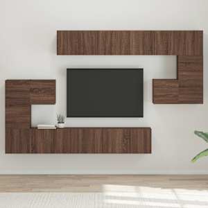 vidaXL TV spintelių komplektas, 10 dalių, rudas ąžuolo, mediena