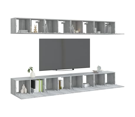 vidaXL Muebles TV 8 uds madera contrachapada gris Sonoma 60x30x30 cm