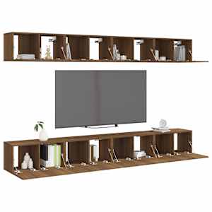 vidaXL TV spintelės, 8vnt., rudos ąžuolo, 60x30x30cm, mediena