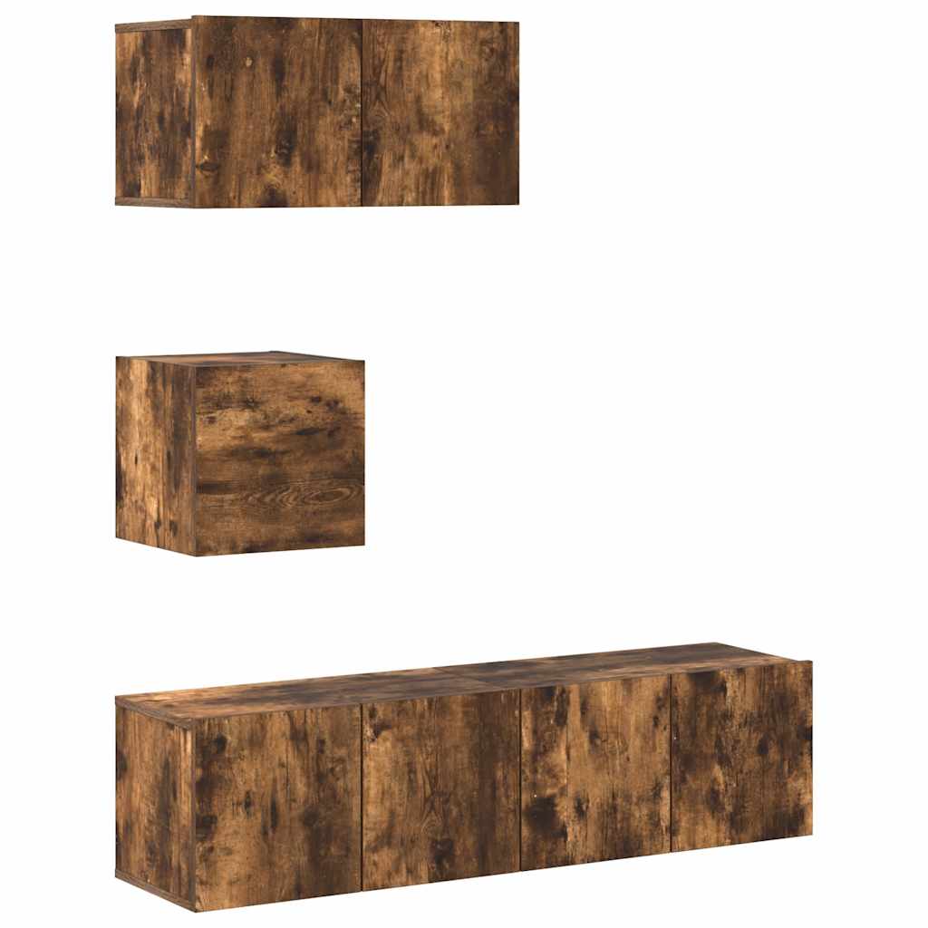 Thumbnail - vidaXL 4-tlg. TV-Schrank-Set Räuchereiche Holzwerkstoff