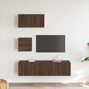 vidaXL TV spintelių komplektas, 4 dalių, rudas ąžuolo, mediena
