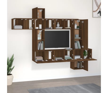 vidaXL 10-delige Tv-meubelset bewerkt hout bruin eikenkleur