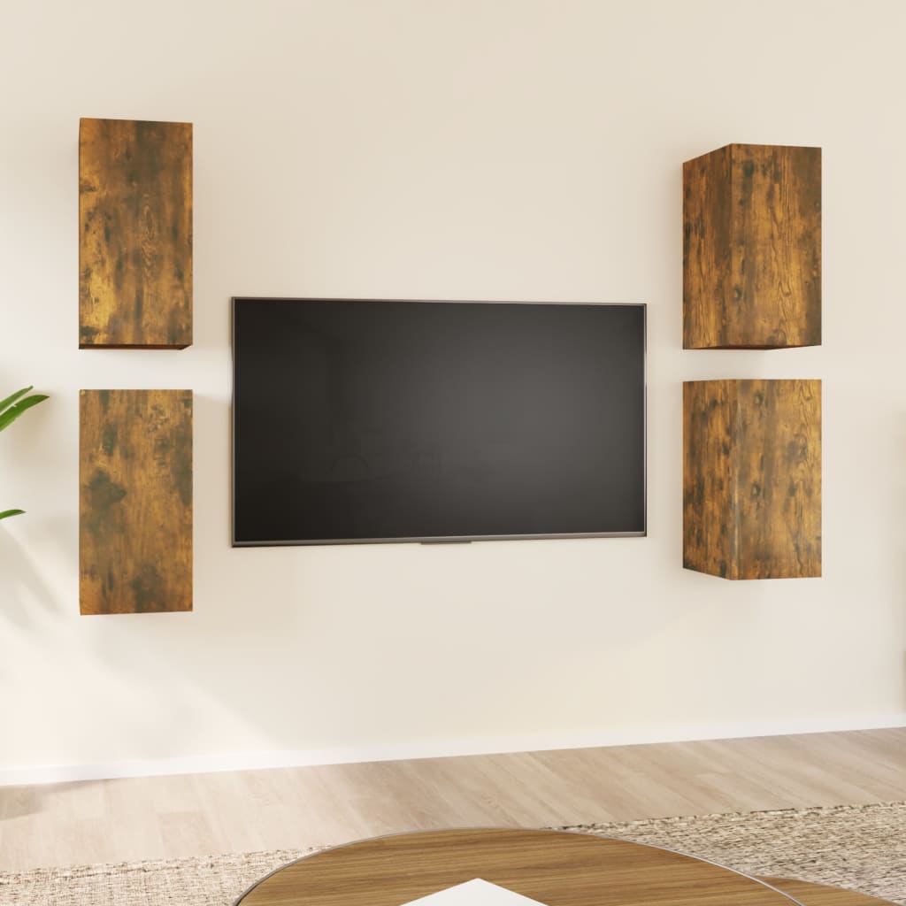 vidaXL TV-Schränke 4 Stk. Räuchereiche 30,5x30x60 cm Holzwerkstoff