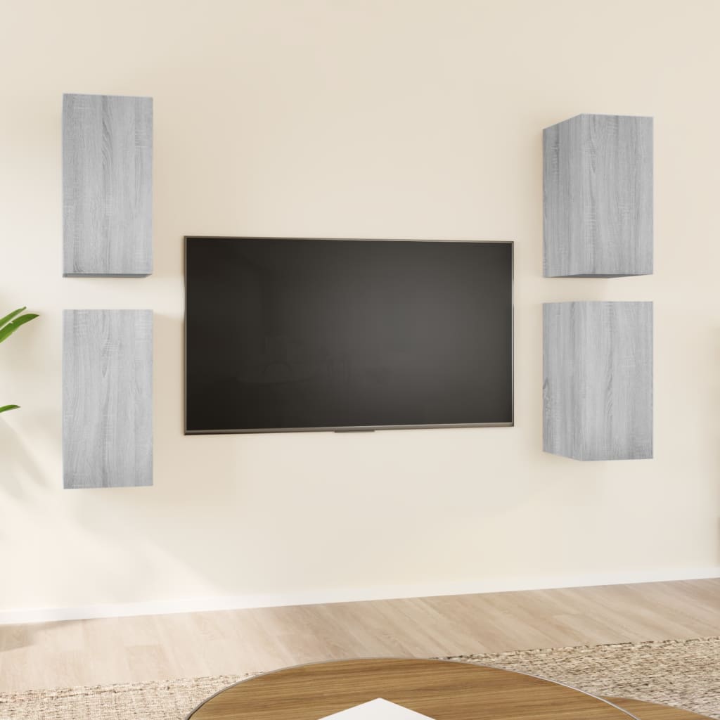 vidaXL Comode TV, 4 buc., gri sonoma, 30,5x30x60 cm, lemn prelucrat