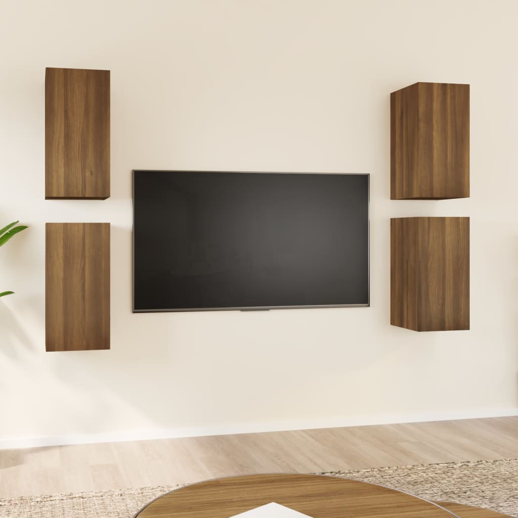 vidaXL Dulapuri TV, 4 buc., stejar maro, 30,5x30x60 cm, lemn prelucrat