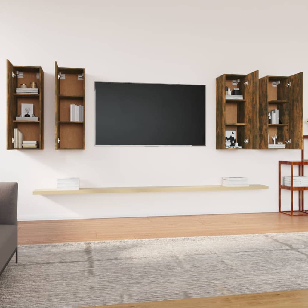 vidaXL Tv-meubelen 4 st 30,5x30x90 cm bewerkt hout gerookt eikenkleur afbeelding
