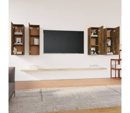 vidaXL TV-Schr&auml;nke 4 Stk. R&auml;uchereiche 30,5x30x90 cm Holzwerkstoff