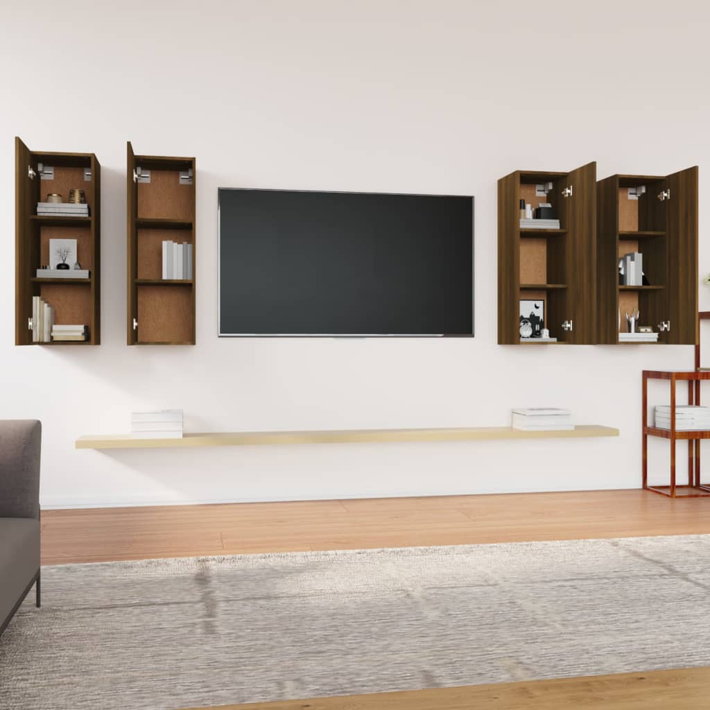vidaXL Tv-meubelen 4 st 30,5x30x90 cm bewerkt hout bruin eikenkleur afbeelding