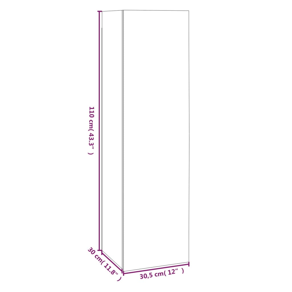 Comode TV, 4 buc., stejar fumuriu 30,5x30x110 cm lemn prelucrat