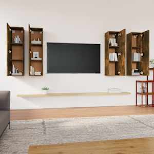 vidaXL Comode TV, 4 buc., stejar fumuriu 30,5x30x110 cm lemn prelucrat