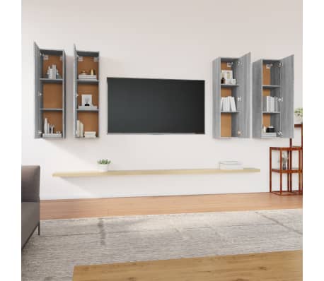 vidaXL Meubles TV 4 pcs Sonoma gris 30,5x30x110 cm Bois d'ingénierie