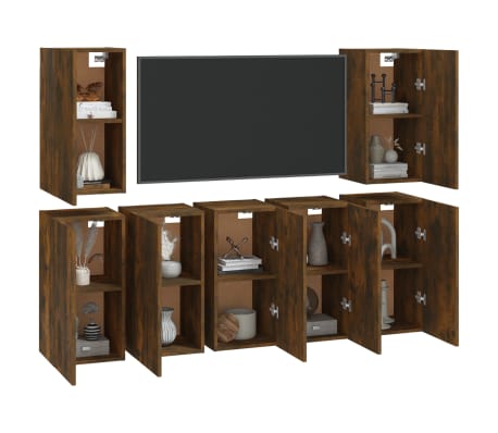 vidaXL TV ormarići 7 kom dimljeni hrast 30,5x30x60cm konstruirano drvo