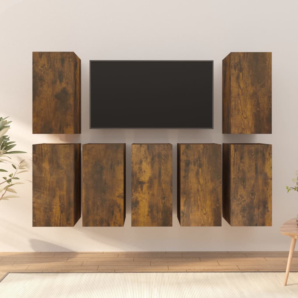 vidaXL TV-Schränke 7 Stk. Räuchereiche 30,5x30x60 cm Holzwerkstoff