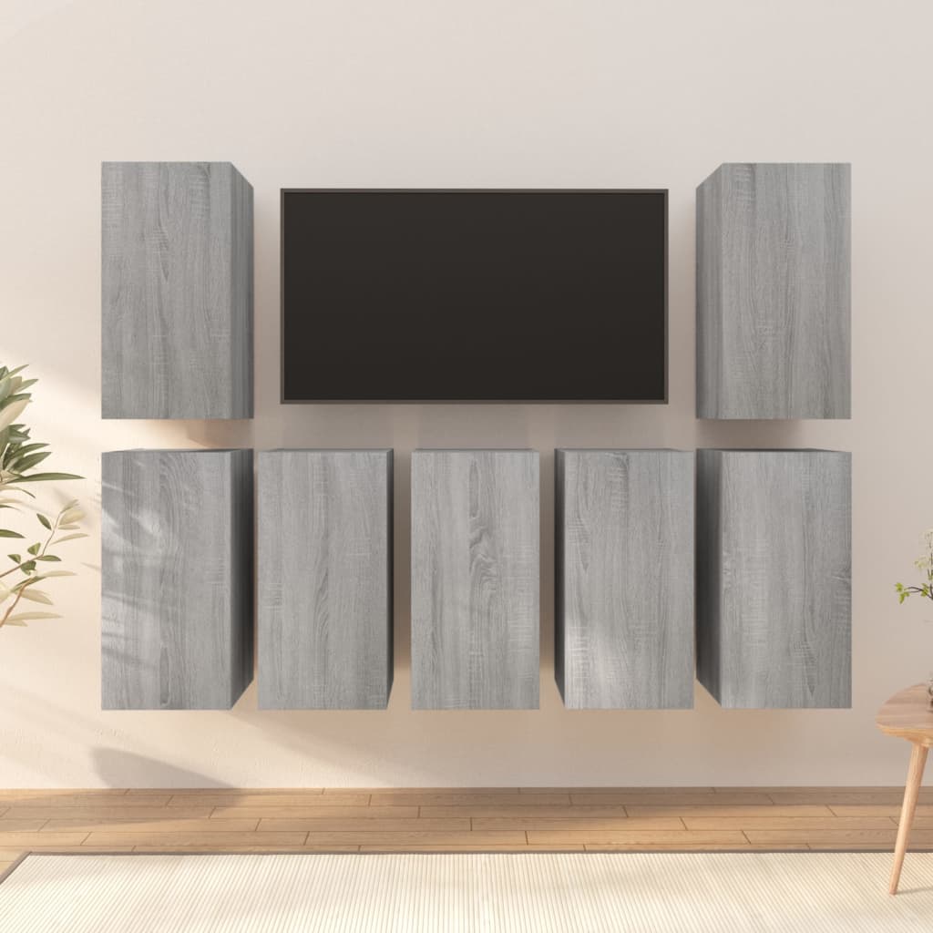 vidaXL TV-Schränke 7 Stk. Grau Sonoma 30,5x30x60 cm Holzwerkstoff