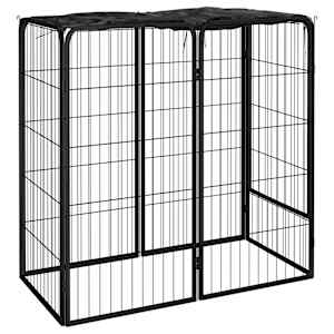 vidaXL koera m&auml;nguaedik 6 paneeli must 50x100 cm, pulberv&auml;rvitud teras