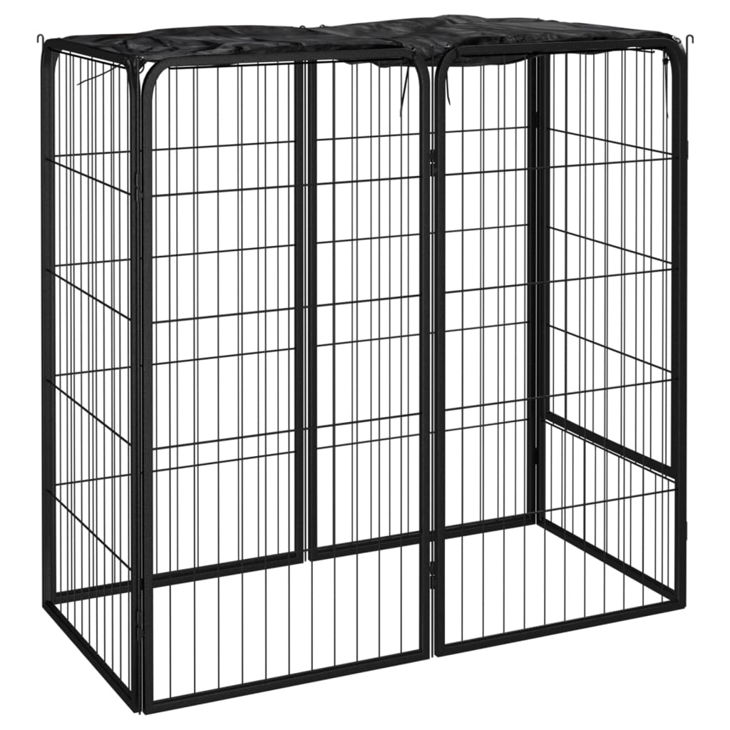 vidaXL Padoc pentru câini cu 6 panouri, negru, 50×100 cm, oțel Accesorii pentru câini 2023-09-26